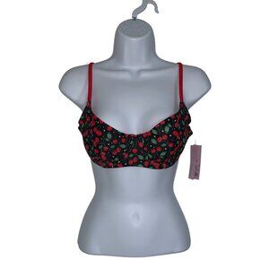 Wild Fable Junior Teens Cherry Print Bikini Top With Back Tie Straps Small 4-6